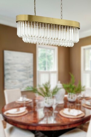 MNZ-Hanzade مستطيل مستطيل المطرقة، الحجر تصميم عصري طاولة الطعام أعلى، غرفة المعيشة الكريستال شمعة 7000-1134-11-00 - Apliqa