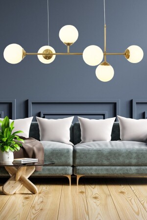 MNZ-Harmoni 6-piece Antique Pendant Lamp شمعة مع زجاج أبيض 01171 - Taşcan Aydınlatma