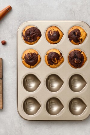 (MNZ-Hazelnut) 12 قطعة كعكة كعك المففن - Karaca