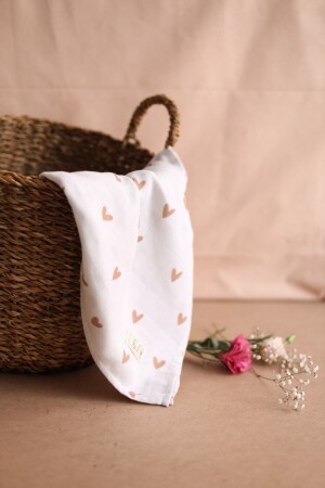 MNZ-Heart كوفة المسلين العضوي 100 × 100 سم قلب - Lal Müslin