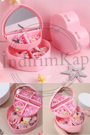 صيغة MNZ-Heart صندوق تخزين المجوهرات المرآة مع قطع - İndirimkap