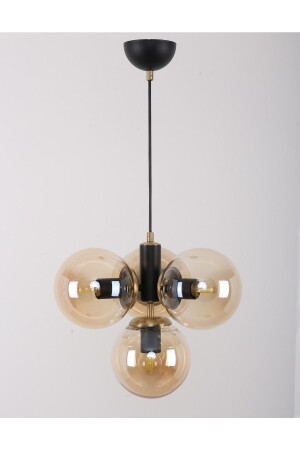 MNZ-Hector 4-piece Black Antique Honey Glass Candle 10156301 - MŞ Aydınlatma