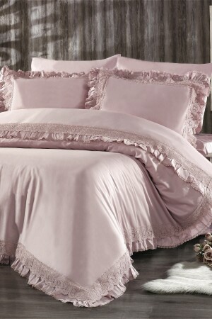 MNZ-Helen العضوية الرقعة القطن ساتين مزدوجة غطاء غطاء مجموعة F-1138-02-4PM - Nazik Home