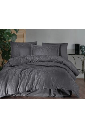 MNZ-Hemera Anthracite V1 جاكارد القطن ساتين مزدوج غطاء غطاء مجموعة من الدرجات - Clasy