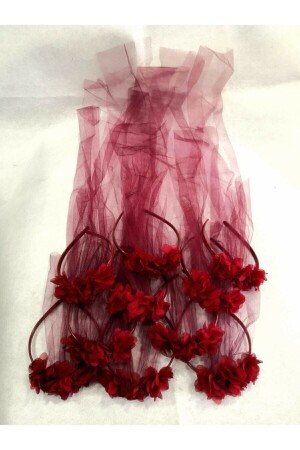 MNZ-Henna Night Laser Rose Tulle جمال العروس (بورغندي) 10 حزمة ليزر الورد كراون كلاريت حمراء hsdtyu7896 - HİSARAKSESUAR