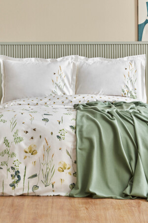 MNZ-Herbal 100% القطن مزدوج غطاء غطاء مجموعة أبيض 200. 22. 01. 0094 - Karaca Home