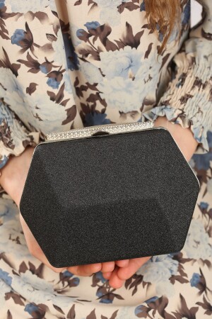 حقيبة ملابس مساء من نوع MNZ-Hexagonal Case Black Glitter WEEM0238 - weem bag