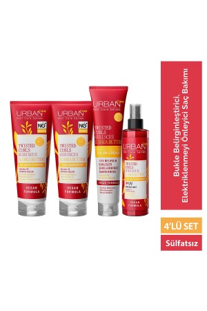 MNZ-Hibiscus&Shea Butter 4 قطع مجموعة رعاية خاصة للشعر المتحرج والموج خالية من الكبريت - Urban Care