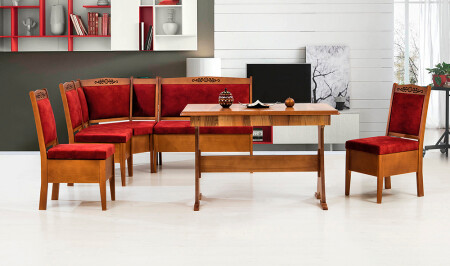 MNZ-Hicran Kitchen Corner Set المكسر - كلاريت ريد - Cadde Yıldız