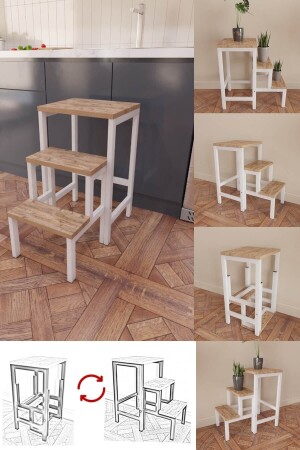 MNZ-Hidden Folding Multi-Purpose Folding Ladder-flowerpot-coffee table H. s. H. S. - Fahrettin Küçük