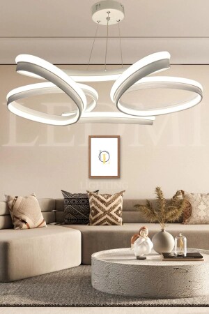 MNZ-High Illuminance Case Daisy Model White LED Candlelier، 3 ألوان إضاءة، غرفة المعيشة شمعة 3001 - LEDMİ