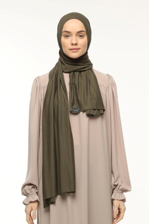 MNZ-Hijab Combed Cotton Shawl Plain Army Green - Altobeh