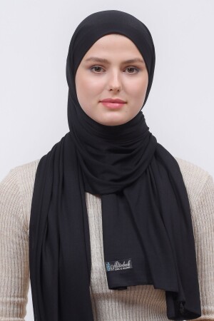 MNZ-Hijab Combed Cotton Shawl Plain Black - Altobeh