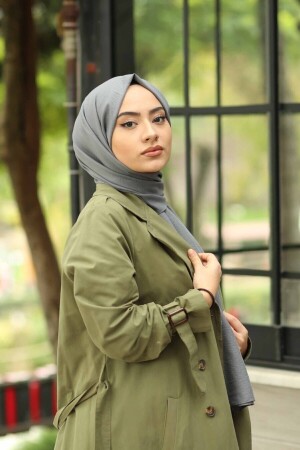 MNZ-Hijab القطن الاصطدام جوز شال نموذج - رمادي مظلم - Organic