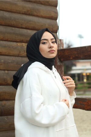 MNZ-Hijab القطن الاصطدام جوز شال نموذج - الأسود - Organic Scarfs