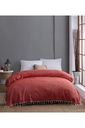 MNZ-Hitit القطن العضوي النسجة مزدوجة الحمراء 200x250cm (PICNIC-BEACH-BED-SOFA COVER) - Wellstil