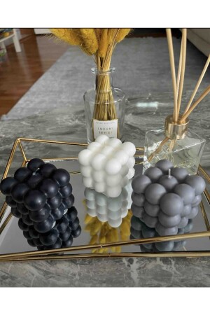 MNZ-Hobidiyari - مجموعة من 3 شموع فقاعة سوداء ذات رائحة رمادية - Favori Home