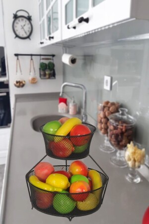 MNZ-Home نازلي 2 مستوى سلة الفاكهة (متعددة الأغراض) سلة منظمة منظمة الأسود. 59853 - Venon