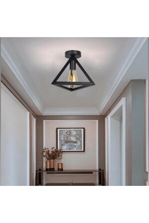 MNZ-Honeycomb النمط الجديد التفصيلية النمط الروستيكي مثلث طابق واحد شمعة 0084-BLKPLAFONYERUCGEN - Lambadar
