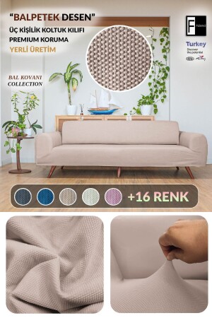 MNZ-Honeycomb 3 مقاعد منق كوفا مرنة غطاء الكوفا مرنة غطاء الأريكة غطاء الأريكة - Faiend