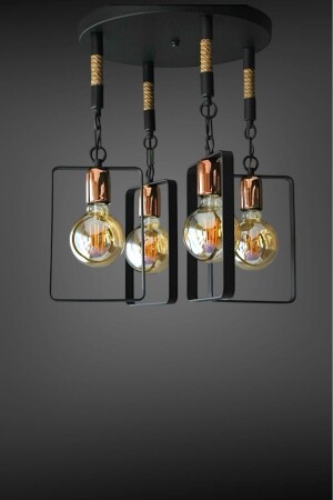 MNZ-Honur شمعة الروستيك الحديث مصباح النحاس فيغاس 4-قطع الأسود الراجعية شمعة ASY-8073 - ONUR AVİZE