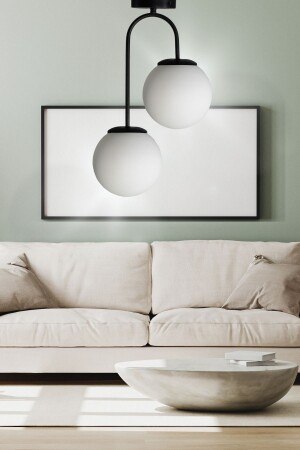 MNZ-Hotel 2-piece Lounge White Globe Glass - شمعة - غرفة المعيشة - المطبخ - القاعة - Veda Avize