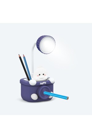 MNZ-Hp09 Happy Figured Rechargeable White Light LED Lamp Blue 21197723205716922 - House Pratik