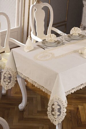 ملابس طاولة من طراز MNZ-Hüma 26 قطعة كريم 161679 - Çeyiz Diyarı