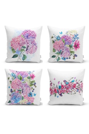 موتيف الزهور MNZ-Hydrangea الحديثة 4 قطع مزيجة وسادة ورمي وسادة قضية Kombin-K4lu-set246 - Realhomes