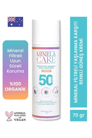 MNZ-Hydrating Organic Mineral فلترات لون الوجه كريم الشمس Spf 50 70gr Pa 8684166397000 - Minelacare