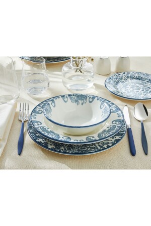 (MNZ-Hypnos) عشاء البورتسلانة مجموعة 8 قطع لشخصين (بحرية البحرية) - English Home