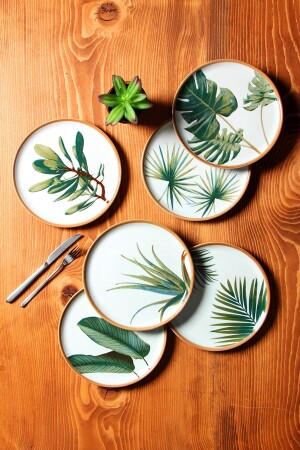 MNZ-Iklim 6 قطعة كعكة البورسلينة مجموعة ل 6 أشخاص 20 سم 04POR034485 - Porland