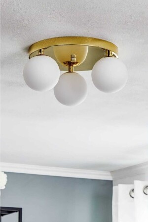 MNZ-Inci 3 قطع ذهبية شمعة حديثة (مع الزجاج الأبيض) - BSA LIGHTING