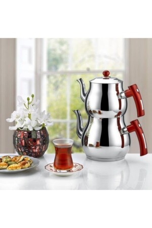 MNZ-Inter Steel Coral Red Teapot UGR5 - İNTER CELİK
