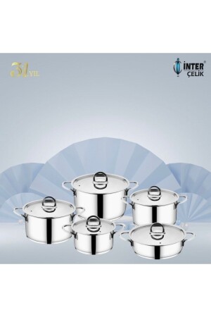 MNZ-Inter Steel Plain Sahra المطبخ مجموعة 10 قطع Ahir2099 - İNTER CELİK