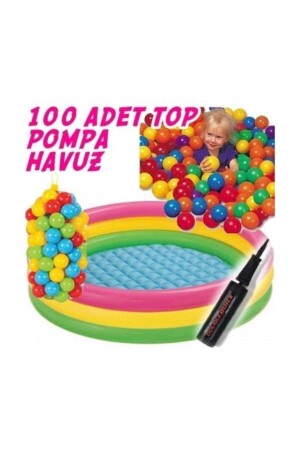 MNZ-İntex Play Pool Inflatable Base 100 كرة + مضخة M-42231 - Intex