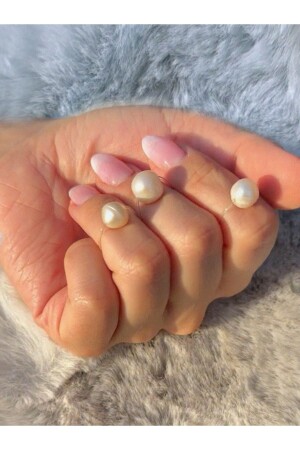 MNZ-Invisible Finger Charm Set من 3 Set 1 شفاف غير مرئي مرن حلقة اللؤلؤ الحقيقية 10 مم - Ikhygaia