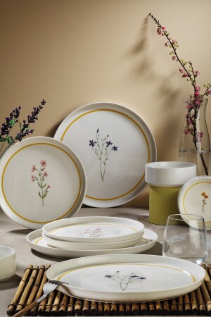 MNZ-Iris 18 قطعة الطعام والعرض مجموعة GBSBLB18Y1E29550 - Güral Porselen