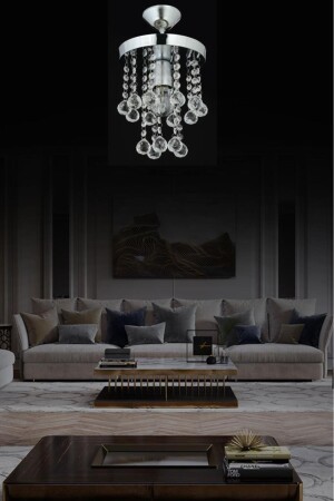 MNZ-Istanbul Chandelier Biga واحد مصباح معلق فضي شمعة حجر 160504000754 - İstanbul Avize