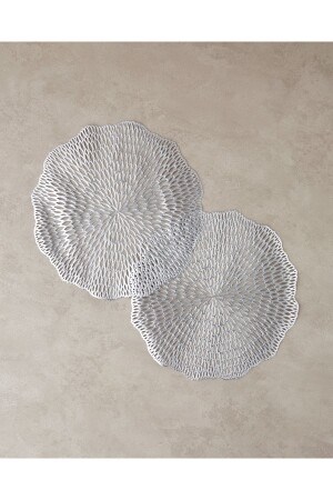 MNZ-Ivory PVC 2-piece Placemat الفضة - English Home