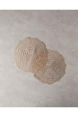 MNZ-Ivory PVC 2-piece placemat ذهب - English Home