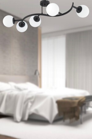 MNZ-Izem 5-قطعة سوداء عصرية سقف صالونة غرف المطبخ غرف النوم الشنادل 3918-05-BL - Apliqa