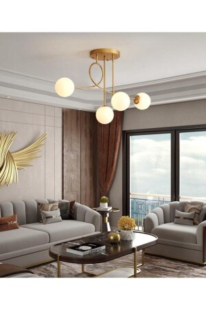 التصميم الخاص من MNZ-Jade رياضي عصري ألوان ذهبية غلوب الزجاج الأبيض غرفة المعيشة - المطبخ - غرفة النوم 4 قطع شمعة 100220217 - lüks avize