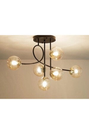 التصميم الخاص من MNZ-Jade الرياضة الحديثة الأسود بالكام غلاف الزجاج غرفة المعيشة - المطبخ - غرفة النوم 6 قطع الشنابل LAJADE22 - Fer Avize