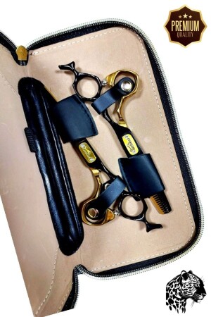 مقص قص شعر من نوع MNZ-Jaguar Set مع قماش الجلد محترف صلّاف شعر Set 6 بوصة XLJ51 - Jaguar