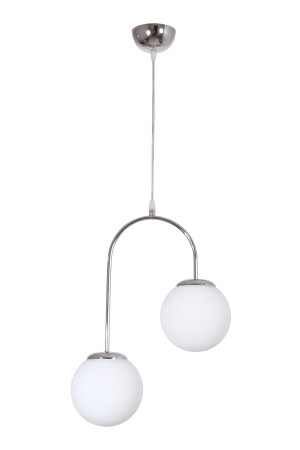 MNZ-Janin مصباح اللون الحديث للكروم اللون الجسم الزجاج الأبيض غرفة المعيشة - المطبخ - غرفة النوم 2 قطعة شمعة JANİNN02 - Fer Avize