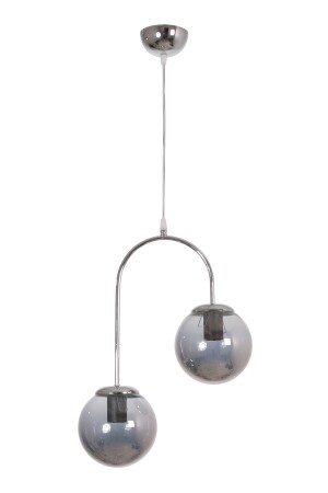 MNZ-Janin مصباح اللون الحديثة للكروم لون الجسم المدخن الزجاج غرفة المعيشة - المطبخ - غرفة النوم 2 قطعة شمعة JANİNN02 - Fer Avize