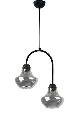 MNZ-Janin Fora مصباح اللون الأسود لون الجسم الزجاج المدخن غرفة المعيشة - المطبخ - غرفة النوم 2 قطعة شمعة JAFO1 - Fer Avize