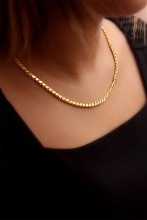 MNZ-Jewelry Gold Plated Sequin Necklace Chain 0321412075412 - ELS SİLVER