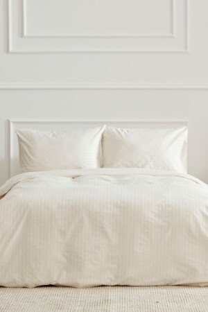 MNZ-Josef Ecru شريطات ساتين واحد غطاء غطاء - Karaca Home